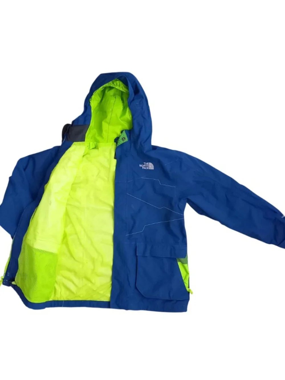 The North Face Blue Hooded Windbreaker Jacket Kids Size 14/16 Lightweight Coat